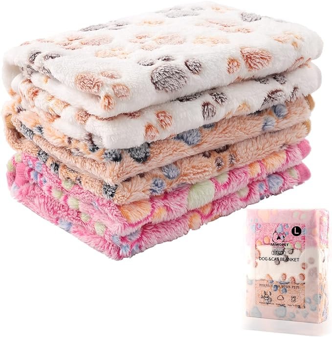 MIWOPET 3 Pack Cat and Dog Blanket: Soft & Warm Fleece Flannel Pet Blanket 🐾