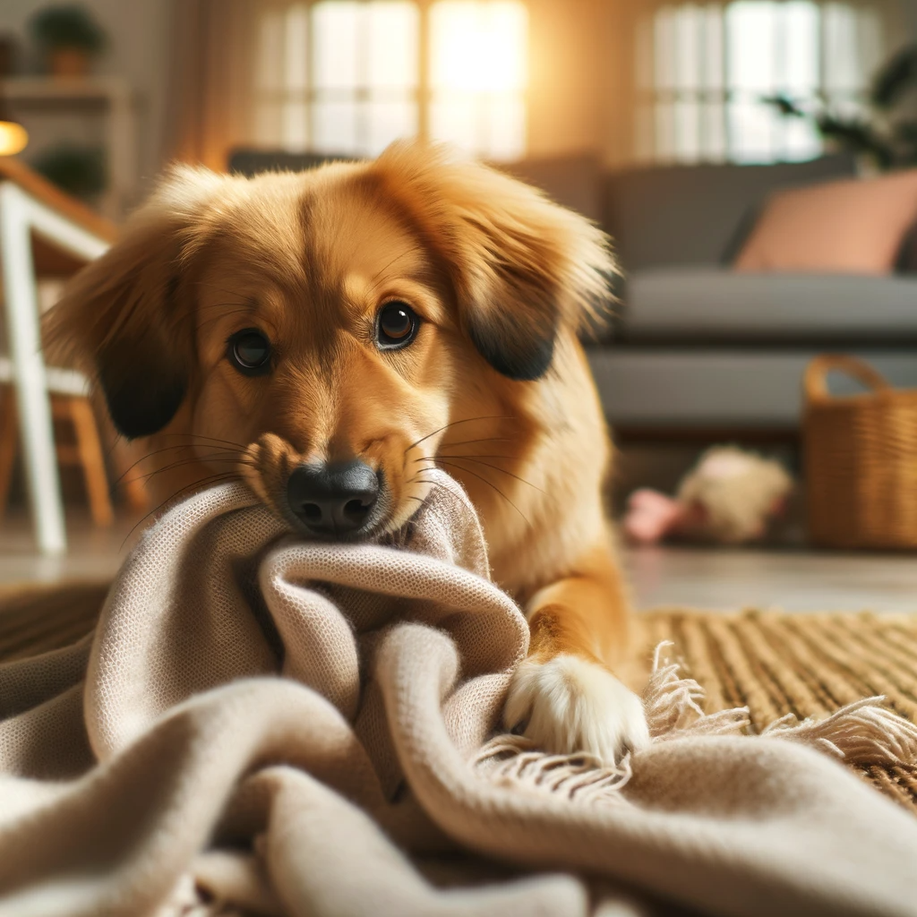 What does it mean when your dog nibbles on blankets ?
