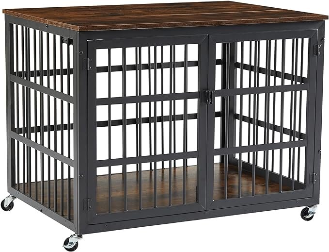 Rustic Brown Wrought Iron Dog Crate